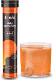 Tonic Health Daily Immunity Tablets - 4-in-1 Effervescent Multivitamins, Minerals & Phytonutrients - Vitamin D, Vitamin C and Zinc - Vegan,No Sugar- Max Strength, Orange, Mango, Passionfruit, 20 Count