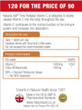Natures Aid Time Release Vitamin C 1000mg with citrus bioflavonoids - 120 Tablets - Food Supplement