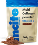 Incite Nutrition Chocolate Flavoured Multi Collagen Powder 200g Source of Collagen Type 1 2 3 and 5. Essential Nutritional Supplement for Skin, Joints, Bones, Hair, Nails, and Muscle Recovery