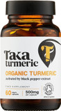 Taka Turmeric, 60 Caps Organic Turmeric with Black Pepper Extract Tumeric Curcumin Supplement, High Strength Tumeric Capsules with Curcumin and Black Pepper, Vegan, Recyclable Packaging