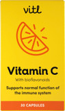 Vitl Vitamin C 500mg Supplement - 30 Vegan Easy to Swallow Capsules - Support Normal Functioning of The Immune System - 1 Month Supply
