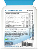 Health4All Multivitamins & Iron 360 Easy to Swallow Tablets, One a Day 1 Year Supply with 100% RDA of Iron and Vitamins | Supports Immune System and Overall Health of Men & Women | Made in UK
