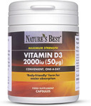 Nature's Best Vitamin D3 2000iu - High Strength & Highly Absorbable Supplement - UK Made - 180 Vegetarian Capsules (6 Months' Supply)