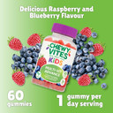 Chewy Vites Kids Multi-Vitamin + Iron, 60 Kids Vitamins Gummies, Iron Gummies, 13 Essential Vitamins and Minerals, 2 Months Supply, Real Fruit Juice, Vegan, Age 3 +, Berries Flavour