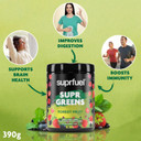 Suprfuel Supr Greens Powder - Forest Fruit 390g - Daily Greens Powder for Gut Health, Energy, and Vitality - Green Superfood Mix to Boost Your Well-Being