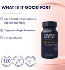 Higher Nature - Nails & Hair - Contains Zinc, Biotin & Collagen - Supports Beautiful Skin - 120 Capsules