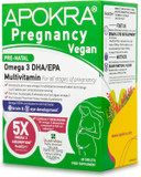 Vegan Pregnancy Vitamins for Women | Including Methylfolate & Vegan Omega 3 | Highly Absorbed Ingredients | High in Calcium | Sustainable & Plant-Based | Highly Absorbed | 60 Tablets | APOKRA