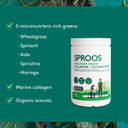 SPROOS - Collagen Greens - Beverage Powder - Hydrolised Collagen Peptide, Greens Blend - Antioxidant and Enhanced Skin, Hair & Nails - Unflavoured - Sugar Free - 20-Day Supply - 264 g