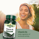 Natures Aid Vitamin B6 100mg  High Strength Pyridoxine  Supports Energy, Hormonal Balance & Nervous System  Vegan, Gluten-Free, Non-GMO Daily Food Supplement  100 Tablets