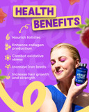 Vitawell Hair Lush Locks Gummies - Hair Growth + Skin + Nails Vitamins Chews | Complex Formula 5000µg Biotin + Zinc + Vitamin A, D3, C, B12 | 60 Berry Burst Flavour | Supplement for Men & Women