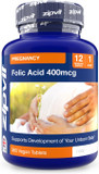 Zipvit Folic Acid 400mcg, 360 Vegan Tablets, Vitamin B9 Supplement for Pregnancy, Maternal Tissue Growth & Immune Support, Prenatal Pregnancy Vitamins for Women