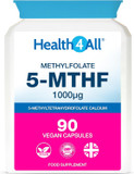 Health4All 5-MTHF Methylfolate 1000mcg 90 Capsules 3 Months Supply, Active Form of Folic Acid (Vitamin B9), Prenatal Folate with Magnesium for Optimal Absorption, Overcomes MTHFR | Made in UK