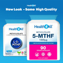 Health4All 5-MTHF Methylfolate 1000mcg 90 Capsules 3 Months Supply, Active Form of Folic Acid (Vitamin B9), Prenatal Folate with Magnesium for Optimal Absorption, Overcomes MTHFR | Made in UK