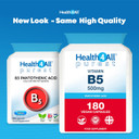 Vitamin B5 Pantothenic Acid 500mg 90 Capsules (V) (not Tablets) Purest: No Additives, Vegan. Made in The UK by Health4All