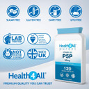 Health4All P5P Pyridoxal 5'-Phosphate 50mg 120 Capsules (V) Biologically Active Vitamin B6 P-5-P with Magnesium Citrate for PMS and Reduction of Tiredness & Fatigue