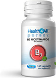 Health4All Vitamin B3 Niacin as Nicotinamide (Niacinamide) 500mg 180 Capsules (V) Purest, No Additives, Vegan, Gluten Free No-Flush Niacin Capsules