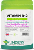 Lindens Vitamin B12 1000mcg Sublingual Tablets | 365 Pack | Contributing Towards Red Blood Cell Formation, Reduction of Tiredness & Fatigue