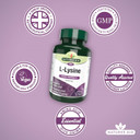 Natures Aid L-Lysine 1000mg  High Strength Essential Amino Acid  Supports Immune System, Muscle Recovery, Collagen, Bone Health & Energy  Vegan, Gluten-Free - 60 Tablets