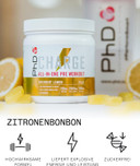 PhD Charge, All in One Pre Workout Powder with Creatine for Women and Men, Rich in Beta Alanine, High Caffeine for pre-Workout, Sherbert Lemon Flavour, 20 Servings Per 300g Bottle