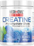 Medi-Evil Nutrition Creatine Monohydrate Shots Powder Vegan Friendly, Green Apple Flavour, 400g, 80 Servings, Micronised for Easy Mixing (Pack of 1 Tub)
