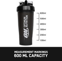 Optimum Nutrition ON Shaker with Stainless Steel Mixing Ball, BPA- and DEHP-free, Dishwasher Safe, Black, 600 ml
