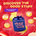 Vitawell Apple Cider Vinegar Gummies - 1000mg with The Mother | Complex Formula - B12 + Folic Acid + Beetroot Extract | 60 Vegan Flavoured Gummies | Digestive Health and Metabolism Support
