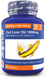 Zipvit Cod Liver Oil 1000mg, 120 Softgel Capsules, Rich in Omega-3, EPA 80mg & DHA 100mg. with Vitamins D3 & A to Support Heart, Brain, Eye Health & Immune System  4 Month Supply