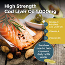 Healthspan Cod Liver Oil 1,000mg | Rich in Omega 3 Fatty Acids DHA & EPA | Brain, Eyes & Heart Health | Vitamin A & D3 | Vision, Bones, Teeth & Immune | Sustainably Sourced (240 Capsules)