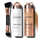 Luminess Silk Airbrush Spray Foundation Makeup Starter Kit - Full Coverage Foundation, Primer & Dual-Sided Buffing Brush - Buildable Coverage, Anti-Aging Formula Hydrates & Moisturizes (Shade - Light Deep)Light Deep