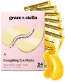 Grace & Stella Award Winning Under Eye Mask - Travel Essentials - Birthday Gifts For Women - Gel Eye Patches For Dark Circles, Puffy Eyes, Wrinkles, Undereye Bags - Vegan - Self Care (24 Pairs, Gold)