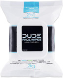 Dude Wipes - Face And Body Wipes - 3 Pack, 90 Wipes - Unscented Wipes With Sea Salt & Aloe - 2-In-1 Body & Face Wipes - Alcohol Free And Hypoallergenic Cleansing Wipes