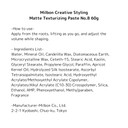 Milbon Creative Styling Matte Texturizing Paste #8 2.1 Oz