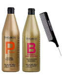 Salerm Cosmetics Protein Shampoo & Protein Balsam Conditioner Duo Set (Wtih Sleek Steel Pin Tail Comb) Keratin Silk Protein (36 Oz + 34.6 Oz - Xxl Combo Kit)