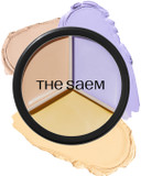 Thesaem Cover Perfection Triple Pot Concealer 01 Correct Beige + 02 Contour Beige - 3 Color Concealer For Medium & Natural Tone - Full Coverage, Correct & Conceal Redness, Dark Circles, Contouring