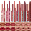Langmanni 4Pcs Matte Lipstick With Lipliners Durable Makeup Set,Long-Lasting Non-Stick Cup Not Fade Waterproof Pigmented Velvet Lipgloss Kit Beauty Cosmetics Makeup Gift For Girls(#2+4+6+8)