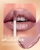 Maki Yika 3Pc Metallic Lipstick For Women, Red Pink Brown Glitter, Long Lasting, Full-Coverage Liquid Lip Gloss