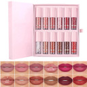 12Pcs Nude Matte Liquid Lipstick Set, Waterproof Long Lasting Non-Stick Cup Nude Brown Dark Red Lipstick 24 Hour Not Fade Matte Lipstick Professional Lip Gloss Makeup Gifts For Women (Set C)