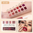 Qibest 3-In-1 Dark Red Lipstick Set For Women & Teen Girls, Matte Liquid Lipstick + Lip Gloss + Gel Lip Liner Pencil Trio Lip Gift Kit For 24 Hours Long Lasting & Waterproof Lip Makeup (Hot Chocolate)