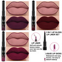 Evpct 3Pcs Dark Brown Ruby Deep Red Matte Lip Liner Pencil And Liquid Lipstick Sets For Women Long Lasting Waterproof, 24 Hour Lipstick Lip Stick/Gloss Set Labiales Mate 24 Horas Originales, 02