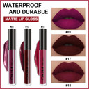 Evpct 3Pcs Dark Red Purple Matte 24-Hour Liquid Lipstick Sets, Matte Lipstick Lip Stain Long Lasting 24 Smudge Waterproof Lip Gloss Gift Set Matt Lipsticks Set Matt Liquid Women Makeup Lipstick 06