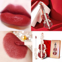 Long Lasting Matte Lipstick In Velvety Red, Unique Violin Appearance Design, Waterproof Durable Mist Liquid Lipstick With Gift Box (Red)