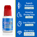 Sky Glue S+ For Eyelash Extensions & Gel Remover | Professional Super Strong Black Lash Extension Glue - Fast Drying, 7+ Week Retention | Effective Lash Glue Remover Gel For The Strongest Adhesives