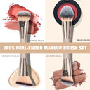 Dual-Ended Foundation Brush: Round & Angled Pro-Grade Makeup Brushes, 100% Vegan Synthetic Makeup Brush For Flawless Blending And Application Of Liquid, Powder, Cream, Blush