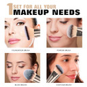 Dual-Ended Foundation Brush: Round & Angled Pro-Grade Makeup Brushes, 100% Vegan Synthetic Makeup Brush For Flawless Blending And Application Of Liquid, Powder, Cream, Blush