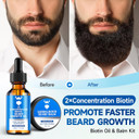 Beard Growth Kit - 2X Concentration Biotin For Men, Natural Ingredients With Argan Oil, Jojoba Oil And Vitamin (Vanilla)