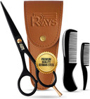 5'' Beard Scissors For Men- German Mustache Scissors With Beard & Mustache Comb- Beard Trimming Scissors With Travel Pouch- Mustache Grooming Kit For Men Facial Hair Styling-Mustache Trimmer