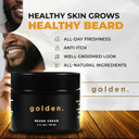 Golden Grooming Beard Balm | Unique Masculine Scent | Shea Butter For Beard Growth | Tames, Moisturizes & Styles  Warm Cedar, 2Oz