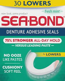 Sea-Bond Secure Denture Adhesive Seals, Fresh Mint Lowers, 30 Count
