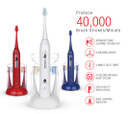 Pursonic S430 Power Rechargeable Sonic Toothbrush: 40,000 Strokes Per Minute, 12 Brush Head Replacements & Toothbrush Set Included - Black