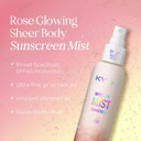 Kyda Sheer Body Sunscreen Mist, Spf 45, Radiant Glow Sunscreen Spray, Infused With Shimmer Body Oil, Ultra-Fine Glowing Mist, Quick Drying, Lightweight Hydrating Spray, 4.06 Fl Oz, Gold